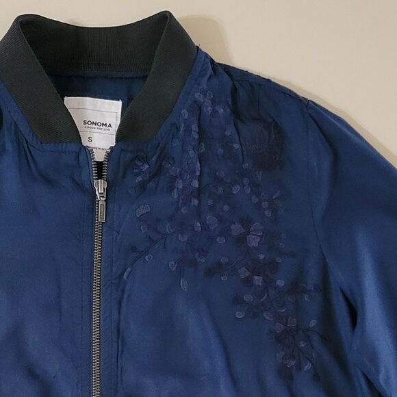 Women's Sonoma Goods For Life® Blue Embroidered Bomber Jacket - Picture 11 of 14